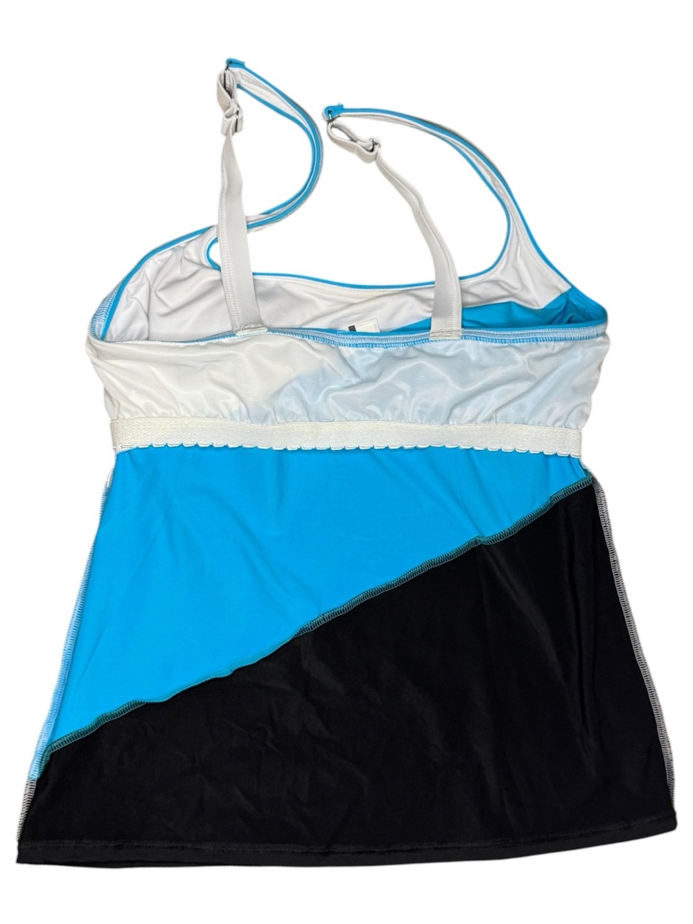 Lands End Square Neck Underwire Tankini Blue Black White Adjustable Straps Sz 10 - Picture 6 of 11